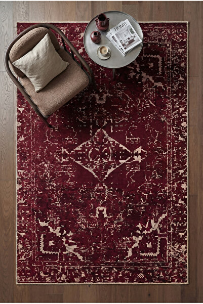 Arteluna Home Marcel Bordo Vintage Desenli Yıkanabilir İnce Dijital Baskı Şön...