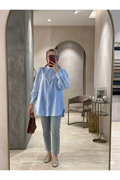 bellura Püsküllü Ham Keten Balon Kol Gömlek