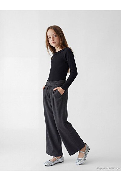 LC Waikiki Lcw kids anthracite wideleg pleated girl's pants