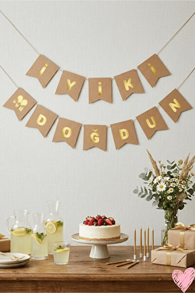 Bunloon Χρόνια Πολλά Κραφτ Μπάνερ Στολίδι για Πάρτι Γενεθλίων