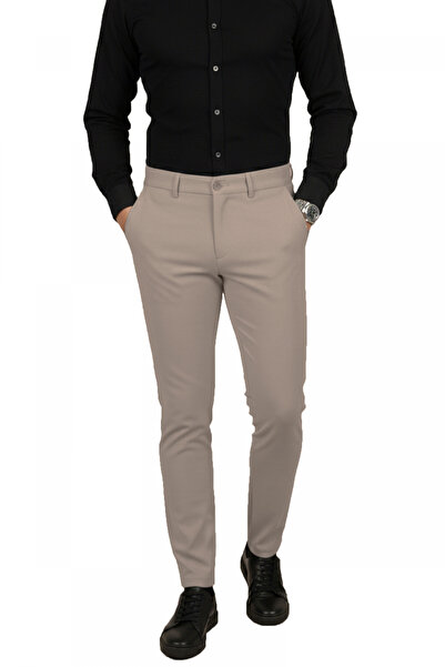 Rizz up Vizon Slim Fit Elastic Waistline Line Textured Stretch Fabric Men's T...