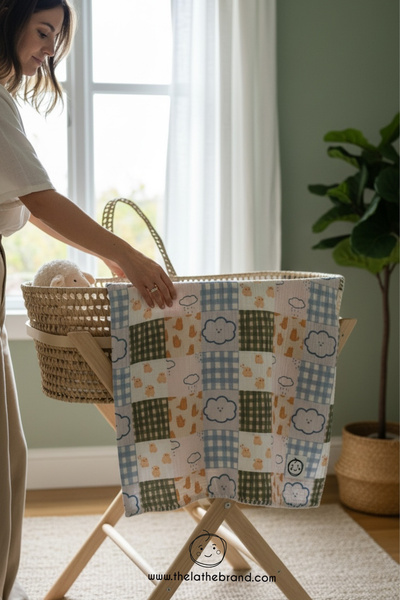 THELAKIDS Funny Patchwork Desen Çoban Dikiş Detaylı Çift Kat Müslin Bebek Örtüsü