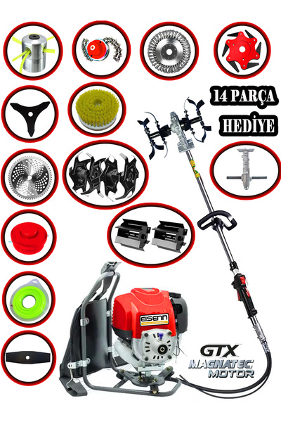 EISEnn Alman XB14 POWER Sırt Tırpan+ Akrobat Çapalama + Toprak Eşeleme 14 Par...