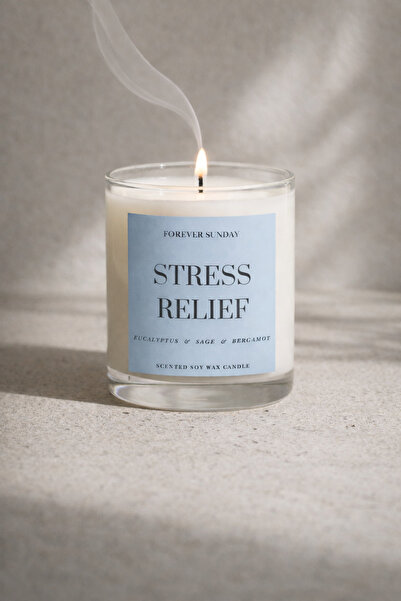 Forever Sunday Aromaterapi Stress Relief %100 Doğal Soya Mumu Okaliptus Kokul...