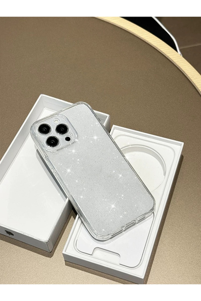 EDELFU iPhone 11 Pro Max Compatible - Transparent Glittery Silicone Cover Sof...