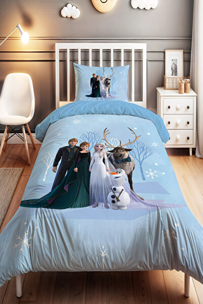 EVPANYA Karlar Ülkesi Desenli Tek Kişilik Bebek Çocuk Nevresim Seti