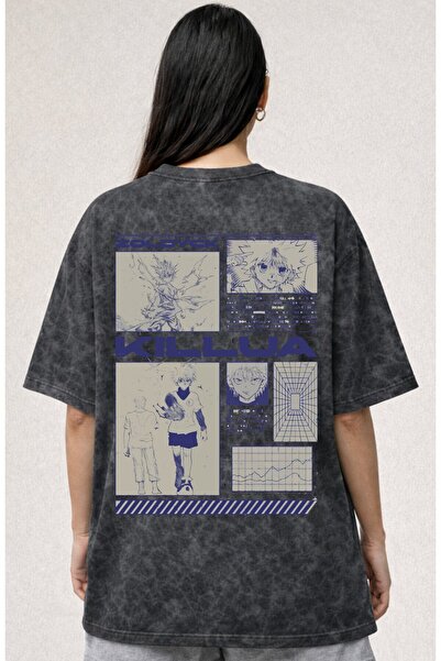 SEVBANO Tricou unisex supradimensionat cu imprimeu anime Hunter X Hunter Kill...