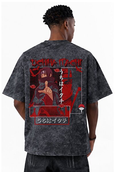 SEVBANO Tricou unisex supradimensionat cu imprimeu anime Naruto Itachi Uchiha...