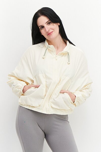 Puma جاكيتات رياضية نسائية بأكمام طويلة للجري، كريمي