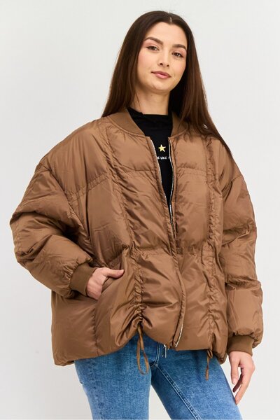 Skylar Rose Women Quilted Puffer Jacket, Brown