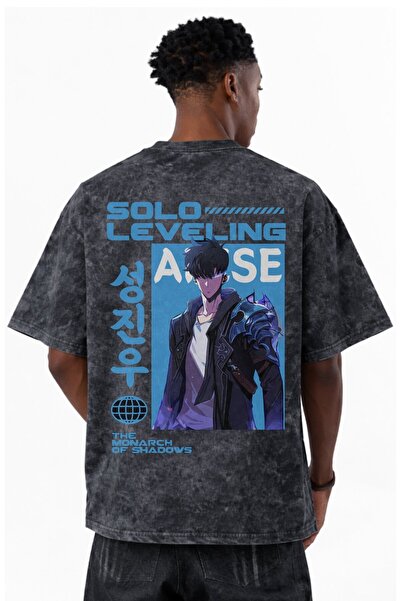 SEVBANO Tricou unisex supradimensionat cu imprimeu anime Solo Leveling Arise,...