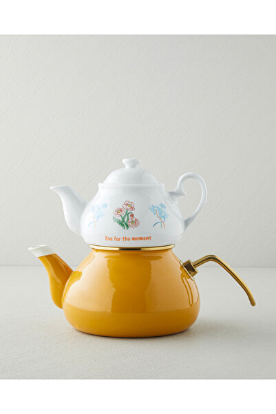 English Home Linea Porselen Emaye Çaydanlık 0,85 + 2,2 L Hardal