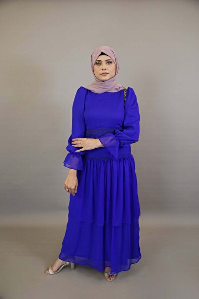 Libas lab Tarf - Stunning Chiffon Lined Maxi Dress with Laced Waist and Tiere...