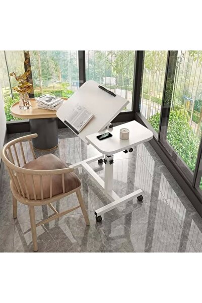 Aether Height-Adjustable Bedside Table with Rolling Casters, Foldable Flip-To...