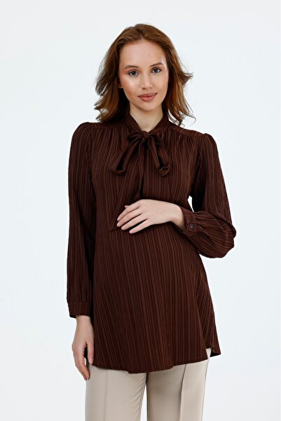 KATLİN MATERNİTY WEAR Trudnička bluza, detalj od čipke na ovratniku, Viskoza ...