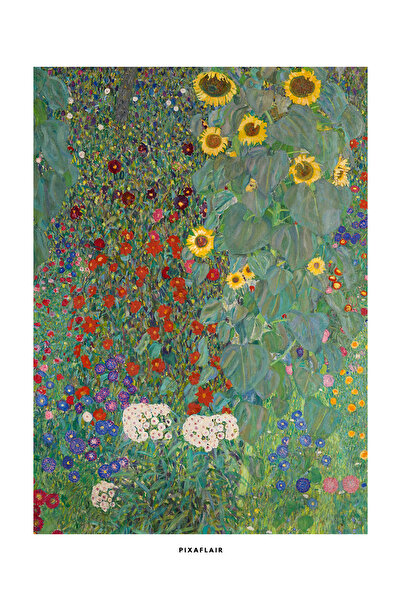 Pixaflair - Gustav Klimt's Farm Garden with Sunflowers - Tablo - Çerçevesiz Poster