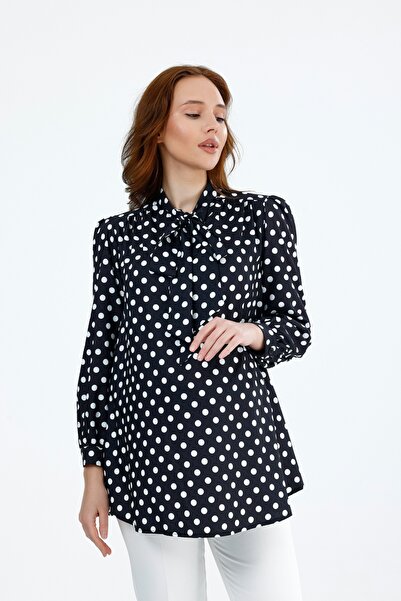 KATLİN MATERNİTY WEAR Maternity Polka Dot Piece Patterned Blouse, Collar Tie ...