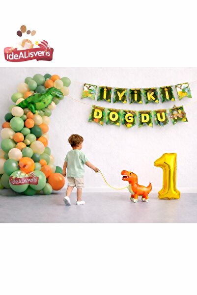BKMC PARTY Jurassic Adventure Dinosaur Birthday Party Concept Set Ornament Wa...