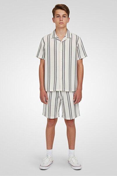 Nautica Kids Boy 2 Pieces Yarn Dyed Casual Shirt And Shorts Set, Multicolor