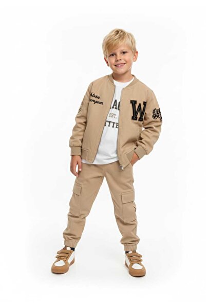 Dmb Boy's Zipper Closure Pocketed Elastic Waist Cargo Pocket Ties Three-Piece...