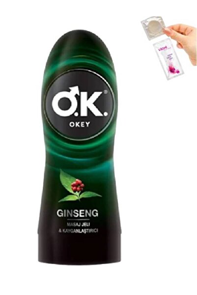 Okey 2 in 1 Ginseng Kayganlaştırıclı Masaj Jeli Su Bazlı 200 ml + Prezervatif...