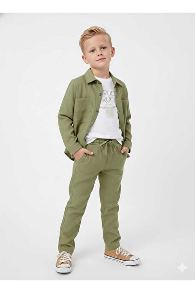 nk kids Boy's Woven Linen Linen Mixed Material Shirt Jacket T-Shirt Trousers ...