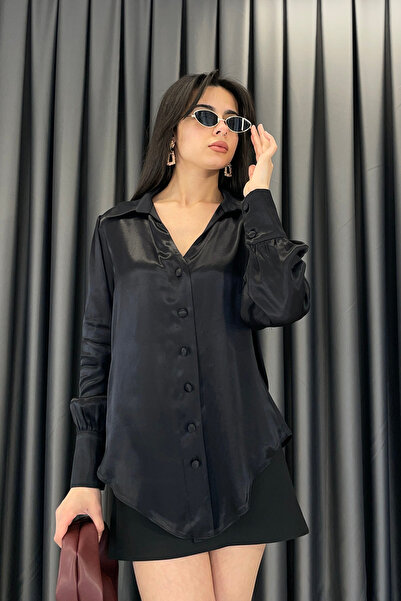 Red Balance قميص من الساتان - أسود