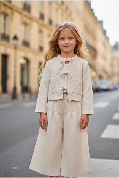 JABBER 3-Piece Set with Sequin Embroidered Pants for Girls Ke Linen Akim