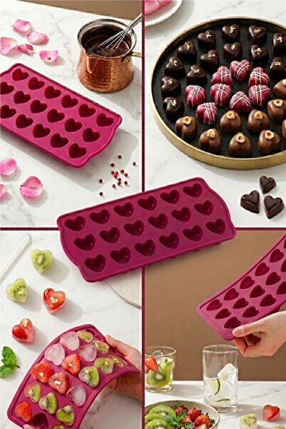 COZLEY 18 Bölmeli Kalp Şeklinde Çikolata ve Kek Kalıbı Silikon Kurabiye Jelib...