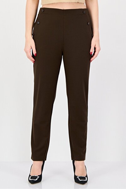 London Fog Women Regular Fit Solid Straight Leg Pants, Dark Brown