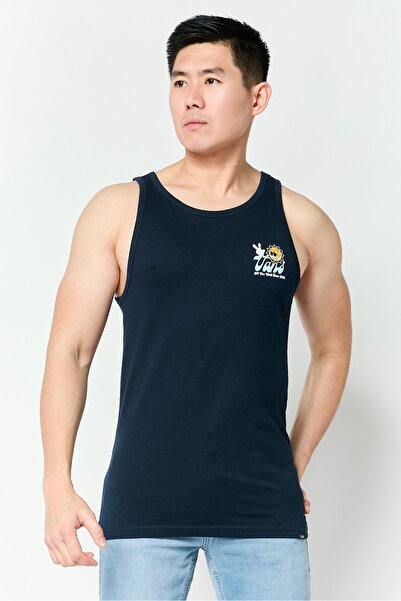 Vans Men Round Neck Sleeveless Brand Logo Vest, Navy