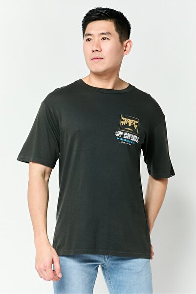 Vans Men Crew Neck Short Sleeve Graphic Print T-Shirt, Wash Black