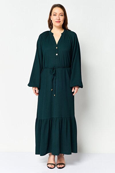 London Fog Women Textured Maxi Dress, Green