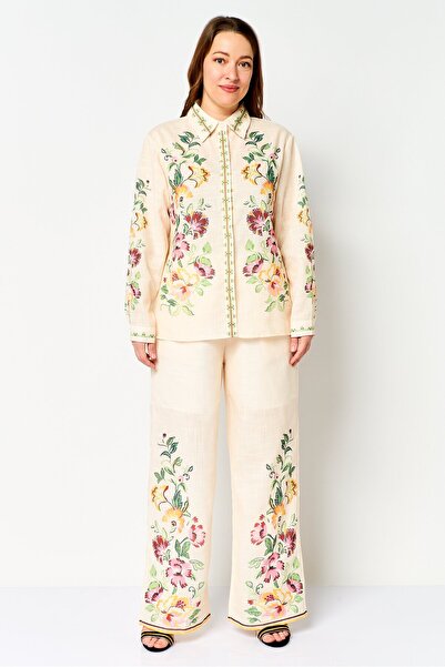 JASON WU Women 2 Pieces Floral Print Blouse And Wide Leg Pants Set, Multicolor