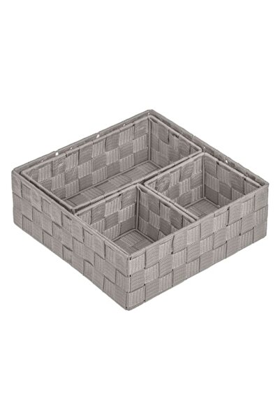 BREZIUM Set 4 cosuri de depozitare, model impletit, Gri,