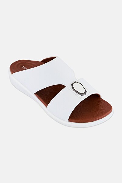 London Fog Men Slip On Arabic Sandals, White