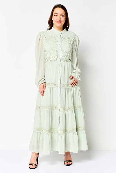 London Fog فستان ماكسي نسائي، أخضر حكيمي