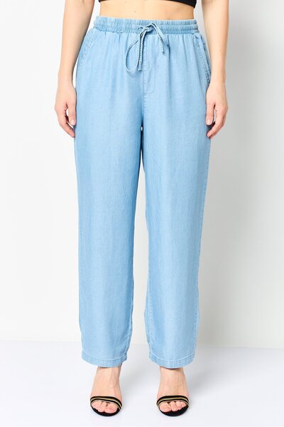 Nautica Women Regular Fit Plain Straight Pants, Light Blue