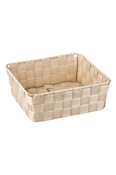 BREZIUM Cos de depozitare cu model impletit, cadru metalic, 24x24x8.5 cm, Bej,