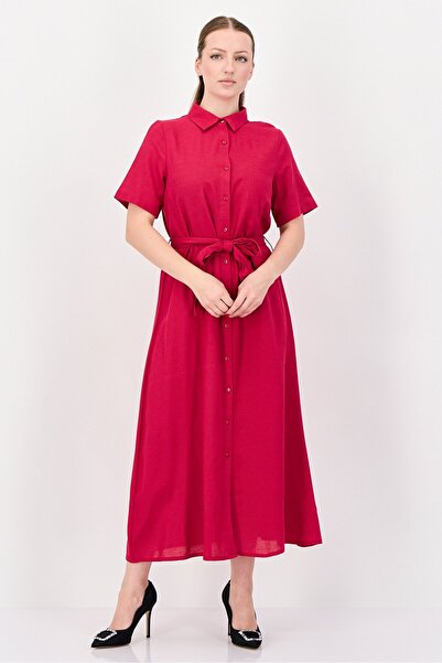 Material Girl فستان ماكسي سادة للنساء، وردي غامق