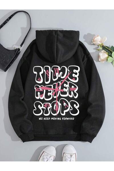 Eritqaa Unisex Sweatshirt – Time Never Stops Front Digital Printed, Oversize,...