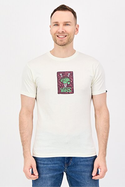 Vans Men Crew Neck Short Sleeve Graphic Print T-Shirt, Beige
