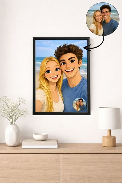 POSTER Kişiye Özel Animasyon Tablo / | Sevgili, Çift ve Aile Tablosu | Hediye...