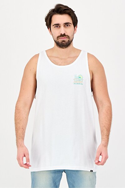 Vans Men Round Neck Sleeveless Graphic Print T-Shirt, White