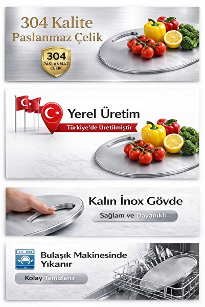 Metalfix Premium Paslanmaz Çelik Yuvarlak Kesme Tahtası – Modern ve Hijyenik ...