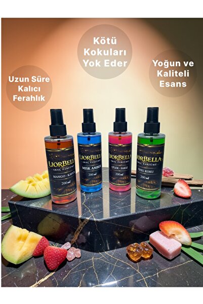 LiorBella | 4’lü Araç Parfüm Seti 4x200 ml Kalıcı Premium Oto Parfüm Avantajl...