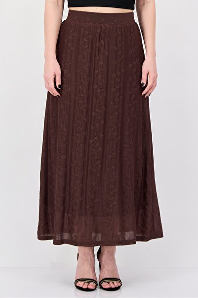 London Fog Women Textured Maxi Skirt, Brown