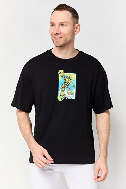 Vans Men Crew Neck Short Sleeve Graphic Print T-Shirt, Black