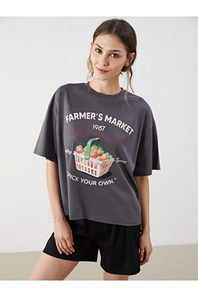 LC Waikiki Vlastiti brend, nova sezona okrugla kragna Štampano Oversize kroj ...