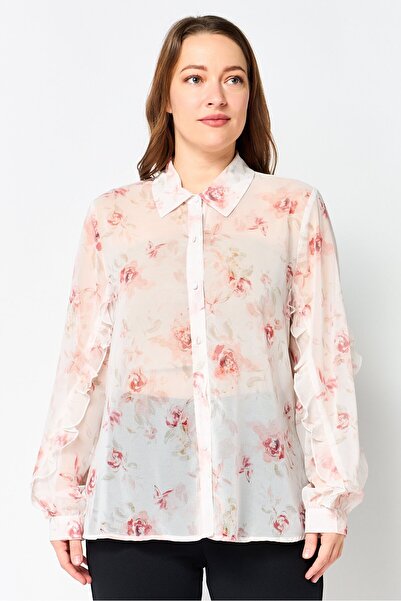 Material Girl Women Spread Collar Floral Print Long Sleeve Shirt, Multicolor